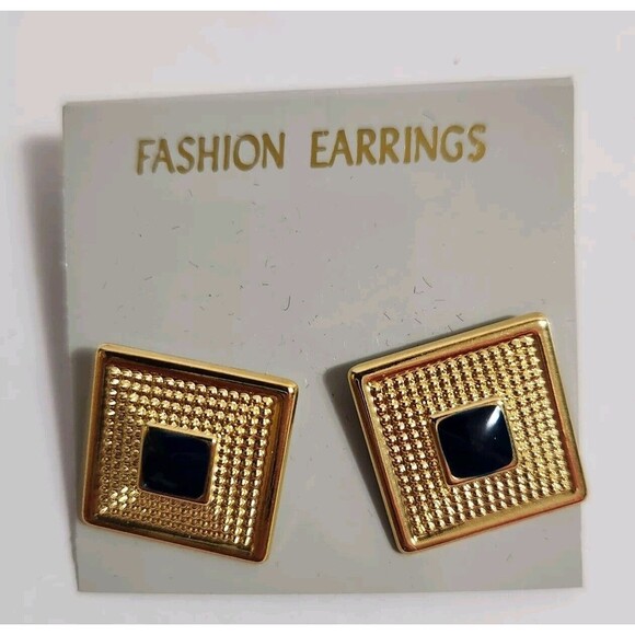 Lot Of 7 Pierced Vintage Fashion Earrings Gold Toned Dangling Blue Red Black - Picture 7 of 9